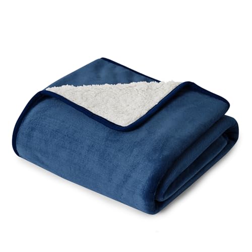 Image of Bedsure Waterproof Dog Blankets for Small Dogs - Small Cat Blanket Washable for Couch Protection, Sherpa Fleece Puppy Blanket, Soft Plush Reversible Throw Furniture Protector, 25 inchX35 inch, Blue