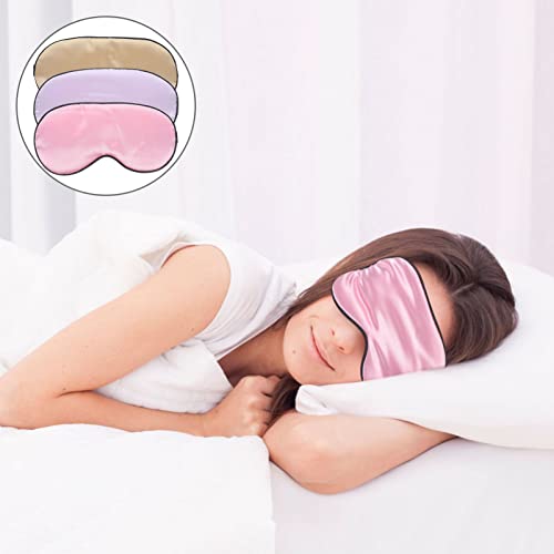 Healeved 3Pcs Máscara De Dormir De Seda Super Macia Para Os Olhos Alça Ajustável Para Viagem Em Casa