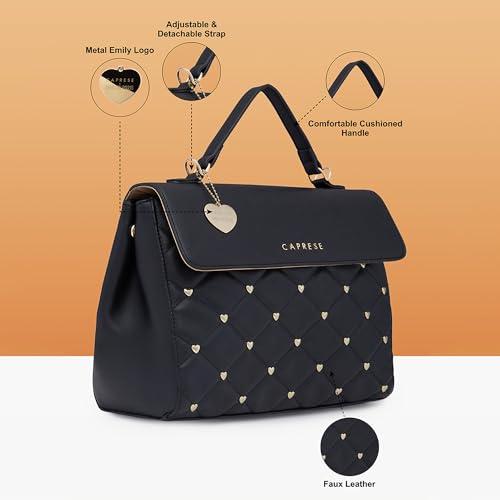 Image of Caprese Cheryl Satchel Bag, Large | Stylish Quilted Handbag for Women with Multiple Compartments & Adjustable & Detachable Sling Strap | Secure Zip Closure| Perfect for Casual & Daily Essentials