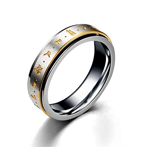 YAHOYA 316L Acero Inoxidable Oro Plata Mantra Amuleto Anillos Spinner para Hombres Budismo Tibetano Esvástica Om Mani Padme Hum