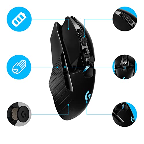 Mouse Gamer Sem Fio Logitech G903 LIGHTSPEED com RGB LIGHTSYNC, Design Ambidestro Personalizável, Sensor HERO 25K e Bateria Recarregável - Compatível com POWERPLAY glide