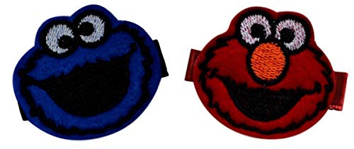 Elmo and Cookie Monster Toddler Preschool Handmade No Slip Hair Clip Set (Alligator Clips - for all hair types)