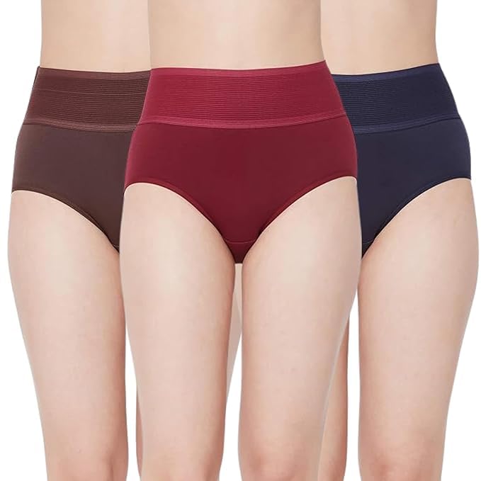 Women's High Waisted Cotton Underwear, Ladies Soft Briefs Panties, Antibacterial Cotton Hipster Panty, Women's Seamless High-Rise Panties Hipster Pack of 3-picture-34