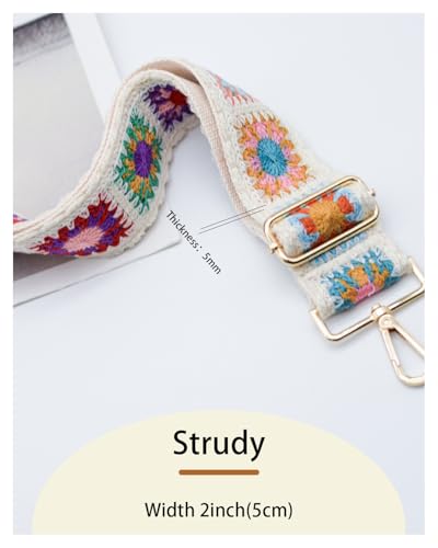 Image of Embroidered Purse Straps Replacement Crossbody Wide Adjustable Bag Straps | Thick Purse Strap for Crossbody Bags,Extra Long Strap,Cross Body Straps for Handbags,Bag Straps for Tote Bags,Shoulder Straps