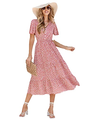 Robe longue d'été bohème chic rouge brique pour femme élégante fluide et légère