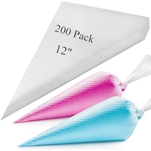 200 Pack Piping Bags 12 Inch, Anti Burst Disposable Pastry Bags, Tipless Piping Bags Icing Bags Frosting Bags for Cake Cookie Decorating Supplies Cover