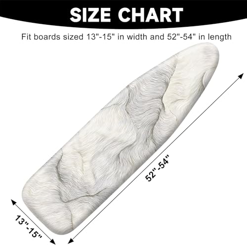 Image of Quick Install Ironing Board Cover 15 inch x 54 inch Ironing Board Cover with Nose Strap Pocket and Elastic Sides Anti-Slip and Heat-Resistant Stylish Home Ironing Board