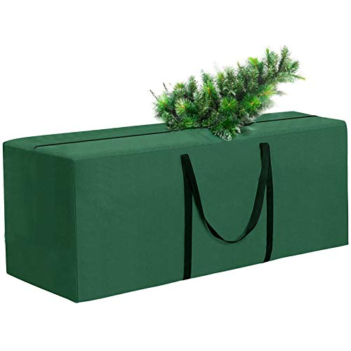Christmas Tree Storage Bag, Artificial Holiday Xmas Bag Made Store Disassembled Christmas Trees and Other Items Xmas Container with Durable Zipper Closure and Sturdy Handles - Green