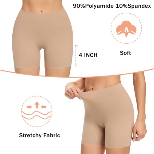 Womens Seamless Shaping Boyshorts Panties Tummy Control Underwear Slimming Shapewear Slip Shorts(#A1 Beige(no Control),Medium) - Thumbnail 3