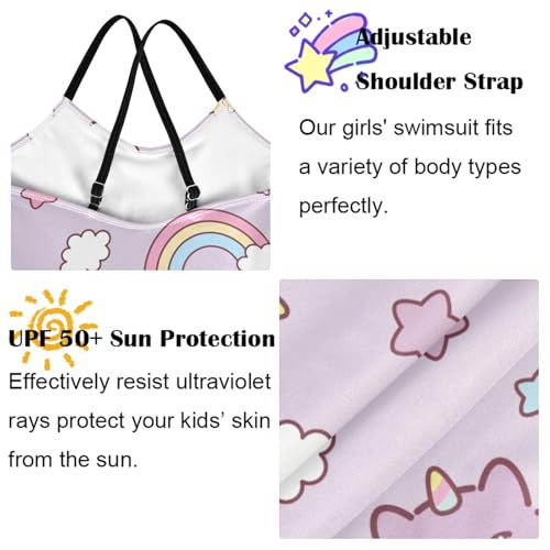 Girls one Piece Swimsuit Summer UPF 50+ Quick Dry Beach Bathing Suit with Straps Swimwear 3-10 Years4
