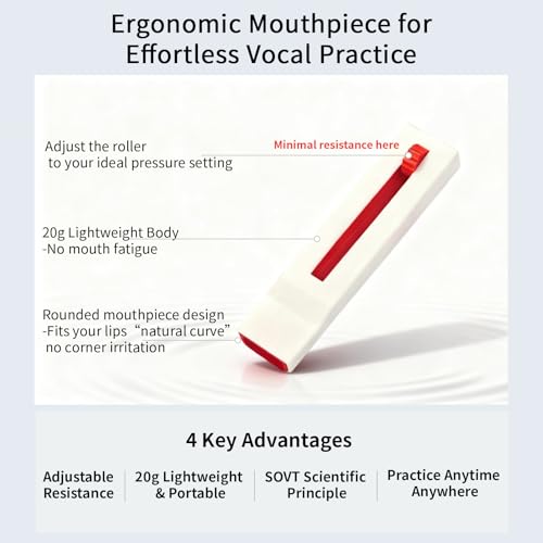 Adjustable Resistance Vocal Trainer Linear Resistance Control Breathing & Voice Training Tool for Singers Voice Training Whistle for Speech Warm-Up & Voice Recovery Support - Image 6
