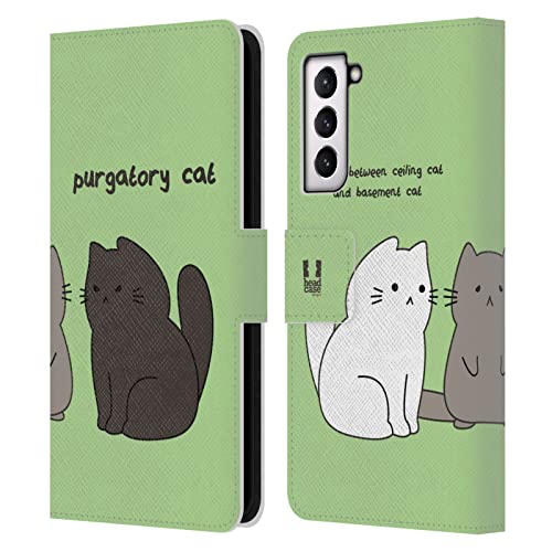 Étui portefeuille cuir Samsung Galaxy S21 FE 5G Chat Purgatoire protection housse rabat