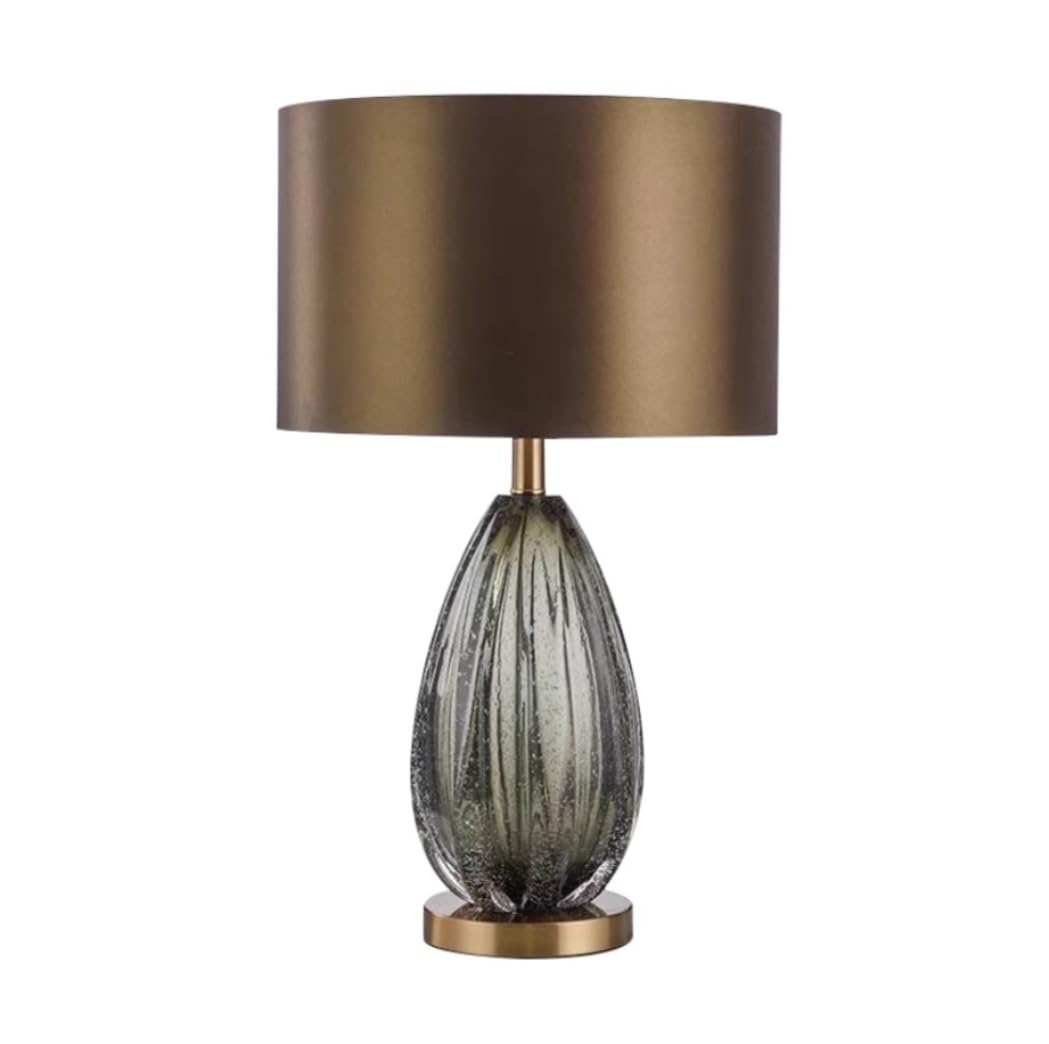 Lampa stołowa Lampa nocna Nowoczesna lampa stołowa z abażurem z tkaniny Szklana obudowa Biurko E27 Szafka nocna Metalowa podstawa (Kolor: Przełącznik przyciskowy)