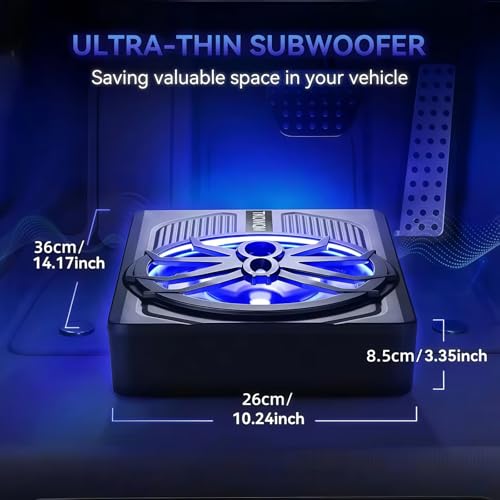 TKOWQM Auto Subwoofer,10' 800W Schlanker Car Subwoofer für den Untersitz,Eingebauter...