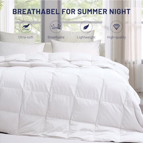 SNOWMAN Extra-Soft Down Blanket Twin, Lightweight Down Comforter with 8 Corner Tabs, Cooling Bed Comforter for Hot Sleeper, 14oz Fill Weight and Noiseless Down Proof Fabric (White, 68"x90") by SNOWMAN - Image 2