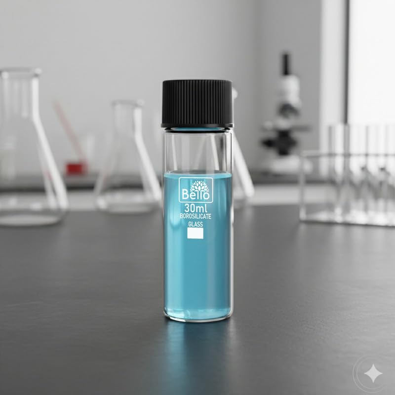 Image of Bello 12pcs-30ml Clear Glass Vials Culture tube with Screw Caps Glass Sample Vial with PE Stopper, Leak-Proof Glass Bottles Containers for Cosmetics Perfume Making Lab Laboratory