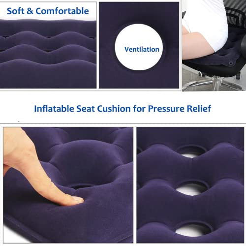 Projoyjoy Inflatable Seat Cushion Portable Chair Pad For Office Wheelchair Travel Cars,Wheelchair Cushions With Inflatable Pump For Pressure Relief For Seniors (1) (Blue-1Pcs) #TOP2