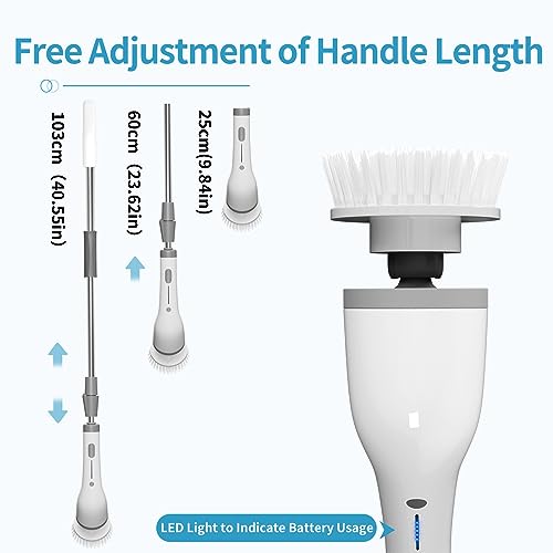 Electric Spin Scrubber, Upgraded Cordless Cleaning Brush with 8 Replaceable Cleaning Heads, Power Cleaning Tool Shower Scrubber for Floor Wall Tile Car (AZ1) - Image 3