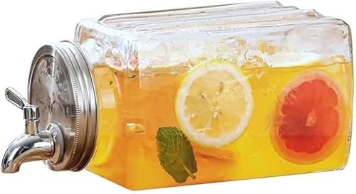 AOBOPOドリンクサーバー ガラス製 大容量 3L 蛇口付き 密閉タンク 冷水筒 飲料ディスペンサー ジュース/ビール/果実酒/梅酒用 ホウケイ酸ガラス製 304ステンレスミキサー付き 冷蔵庫対応 撥水タイプ