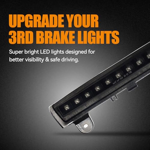 Image of Third 3rd Brake Light, LED High Mount Stop Light Replacement for 2000 2001 2002 2003 2004 2005 2006 Chevy Tahoe Suburban /GMC Yukon XL Denali, Rear Center Cab Roof Tail Lamp (Black)