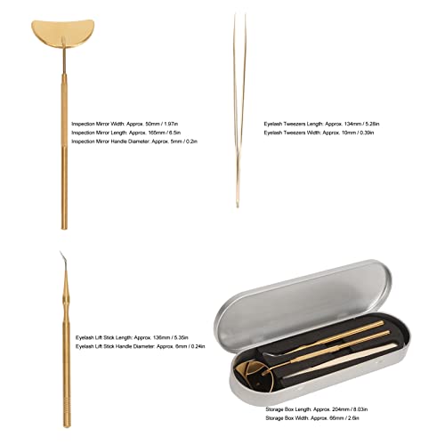 Kit de espelho de ferramentas de elevação de cílios, aço inoxidável, cabo serrilhado, conjunto de fe