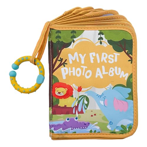 Baby ist My First Family Album – Baby Fotobook | Morbido libro fotografico | Nel primo anno | Album da collezione con motivo leone | Set regalo per neonati e bambini | Decorazione per la casa per