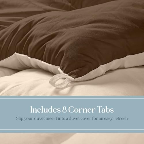 Image of ROYALE LINENS Reversible Comforter - Full Size Duvet Insert - All Season Soft Quilted Comforters with 8 Corner Tabs - Down Alternative Bedding Comforter - Duvet Insert (Chocolate /Sand, Full 82 inchx86 inch)