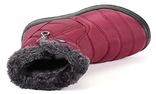 KVbabby Stivali da Neve Bambini Scarpe Invernali Neve Boots Flat Cerniera Stivaletti per Ragazzi Ragazze,1846rosso,32 EU