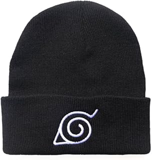 Bonamana Anime Naruto Knitted Hat Winter Beanie Hats Slouch Hat Embroidery White Soft Knitted Hat Ski Hat for Kids Boys Girls Teenagers Hat