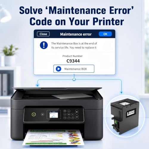 C9344 Maintenance Box for EcoTank ET-2840 ET-4810 XP-4200 WF-2930 XP-4100 XP-4105 XP-4205 WF-2850 WF-2830 WF-2950 ET2840 ET4810 XP4200 WF2930 Printers, C12C934461/9344 Ink Maintenance Box 2 Packs — 사진 3
