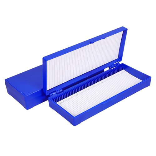 NAMOARLY 2pcs 50 Pathological Slide Storage Numbered Slide Positions Slide Mailer Caution Danger Stickers Clear Tote Bag for Files Coverslip Black Organizer Bins Slides Slide Holder Blue