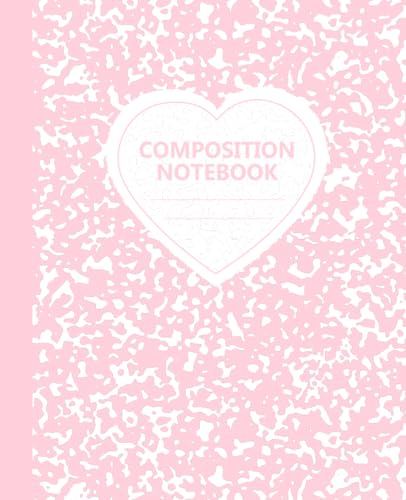 Composition Notebook College Ruled: Aesthetic Cute Pastel Pink Hearts Composition Notebook Marble Journal for School, College, Office or Work