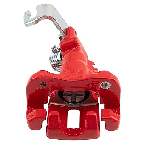 Image of TRQ Rear Left Brake Caliper w /Bracket Performance Red Drivers Side