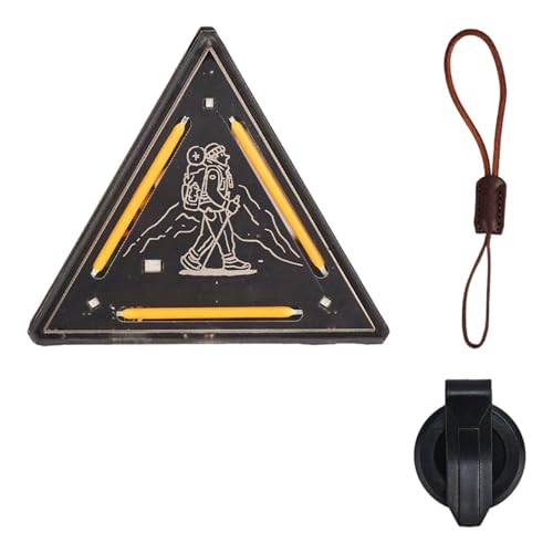 Badge d'avertissement lumineux et compact, petit triangle de nuit étanche pour camping
