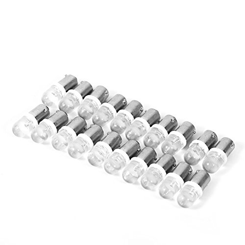 Qiilu 20Pcs T11 T4W LED Ampoules Blanc BA9S H6W 1895 Convexe 1 LED Auto Voiture LED Blanc Tableau de bord Ampoule pour les clignotants, les feux de gyrophare latéraux, les feux de tableau de bord