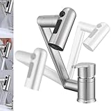 Grifo De Cocina, 360° Giratorio Grifo Mezclador De Alta PresióN Grifo Plegable Para Bajo Ventana Acero Inoxidable 304 Color Plata Cepillada