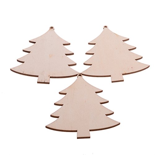 Christmas Wooden Crafts Hanging Ornaments Christmas Tree Decoration Unfinished Wood Cutouts For Diy Blank Slices To Paint (10Pcs Christmas Tree Style) #TOP4