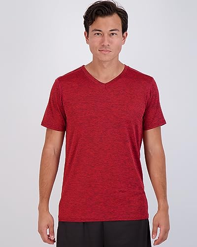 Image of Echo 5 Pack: Men's V Neck Quick Dry Fit Dri-Fit Short Sleeve Active Wear Training Athletic Essentials T-Shirt Tee Fitness Gym Workout Undershirt Top-Set 4,XXL