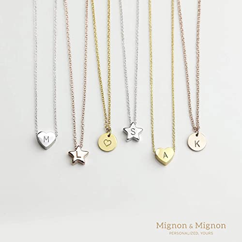 Heart Star Disc Necklace With Initial Personalized Necklace Baby Girl Kids Jewelry Holiday Gift Flower Girl Dainty Monogram Charm Gold Your Name Necklace Gift For Her - Hts #TOP2