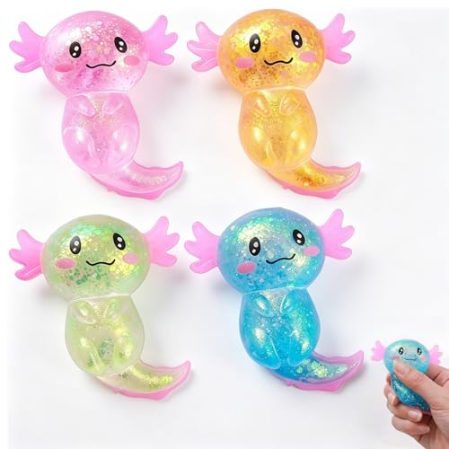 Axolotl Toy Collectible Animal Toys Handheld Leisure Gadget Novelty Desk Accessory 4 Piece Animal Toy Collection