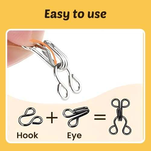 Lakesstory Metal Hooks & Eyes Closure Sewing Nickel Hooks Heavy Duty for Clothing Skirt Closures, Pants, 4 Sets - Thumbnail 3
