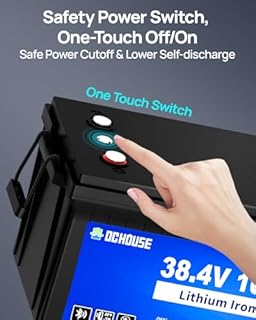 DC HOUSE Upgraded 36V 100Ah Lithium Golf Cart Battery w/Switch, 200A BMS Lifepo4 Battery with 36V 25A Charger, Bluetooth & LCD Monitor, Peak Current 670A,for Trolling Motors,Marine