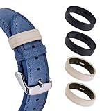 ANNEFIT Szlufki do pasków zegarka, 4 szt. skórzane zapasowe szlufki do paska zegarka 20 mm (czarne + złamana biel)