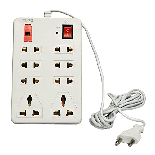 Image of 8+1 Mini Strip Extension Cord | 8 Universal Multi Plug Point Extension Board with LED Indicator (Cord Length: 2.0 Meter)