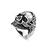 Epinki Hombre Anillo Titanio Calavera Vintage Plata Bandas de Boda Talla 17
