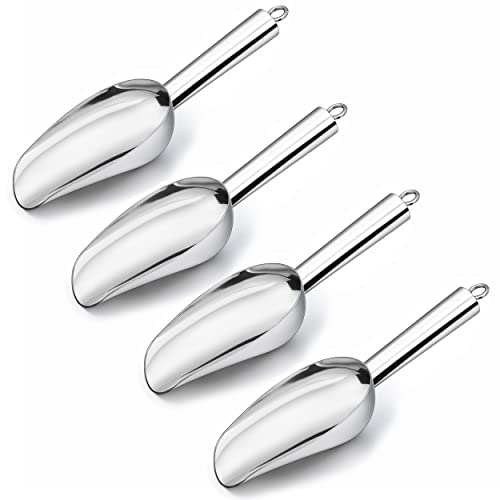 LIANYU Metal Ice Scoop Set of 4, 3 Oz Stainless Steel Small Ice Scooper