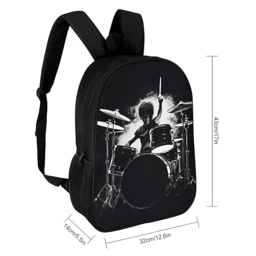 Drummer Backpack for Women Men 17 Inch Laptop Backpacks Casual Daypack Carry on Backpack Waterproof Black Bookbag Work Travel Computer Backpacks2
