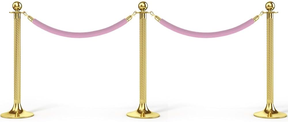 Pink Velvet Stanchion Rope 4ft - Premium Crowd Control Barrier with Snap Hooks, Elegant Queue Divider for Hotels, Events, and Parties (Pink Velvet Hanging Rope)