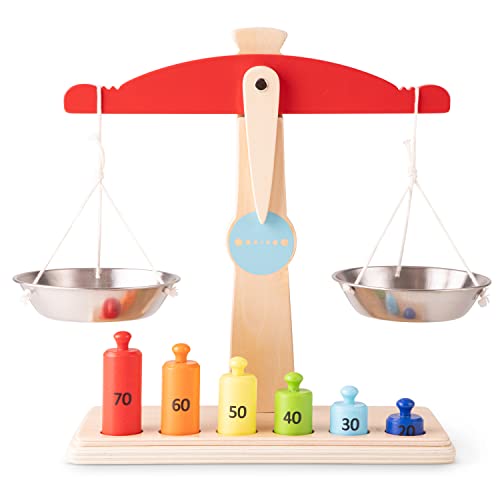 Woet® Balance Jouet en Bois pour Enfants - Accessoire pour Marchande - Jouet de Marché d’Imitation - À Partir de 3 Ans