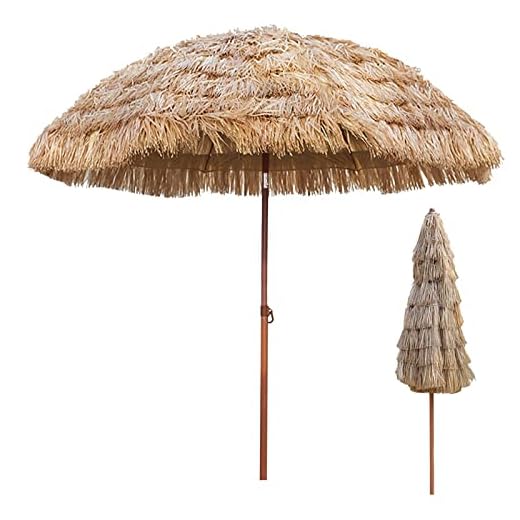 Umbrella Round Tilting Garden Sun Outdoor 8 Ft Imitation Straw Umbrella Sun Protection Without Base Easy To Assemble For Home Garden, Lawn, Market,Pool & Backyard) (240cm(8Ft))